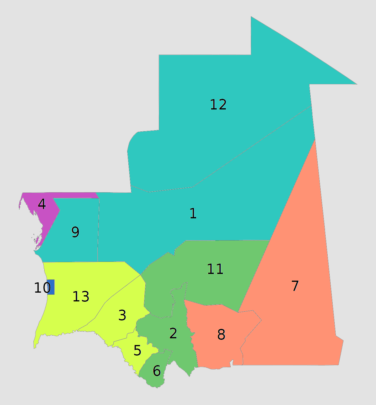 Carte de la Mauritanie